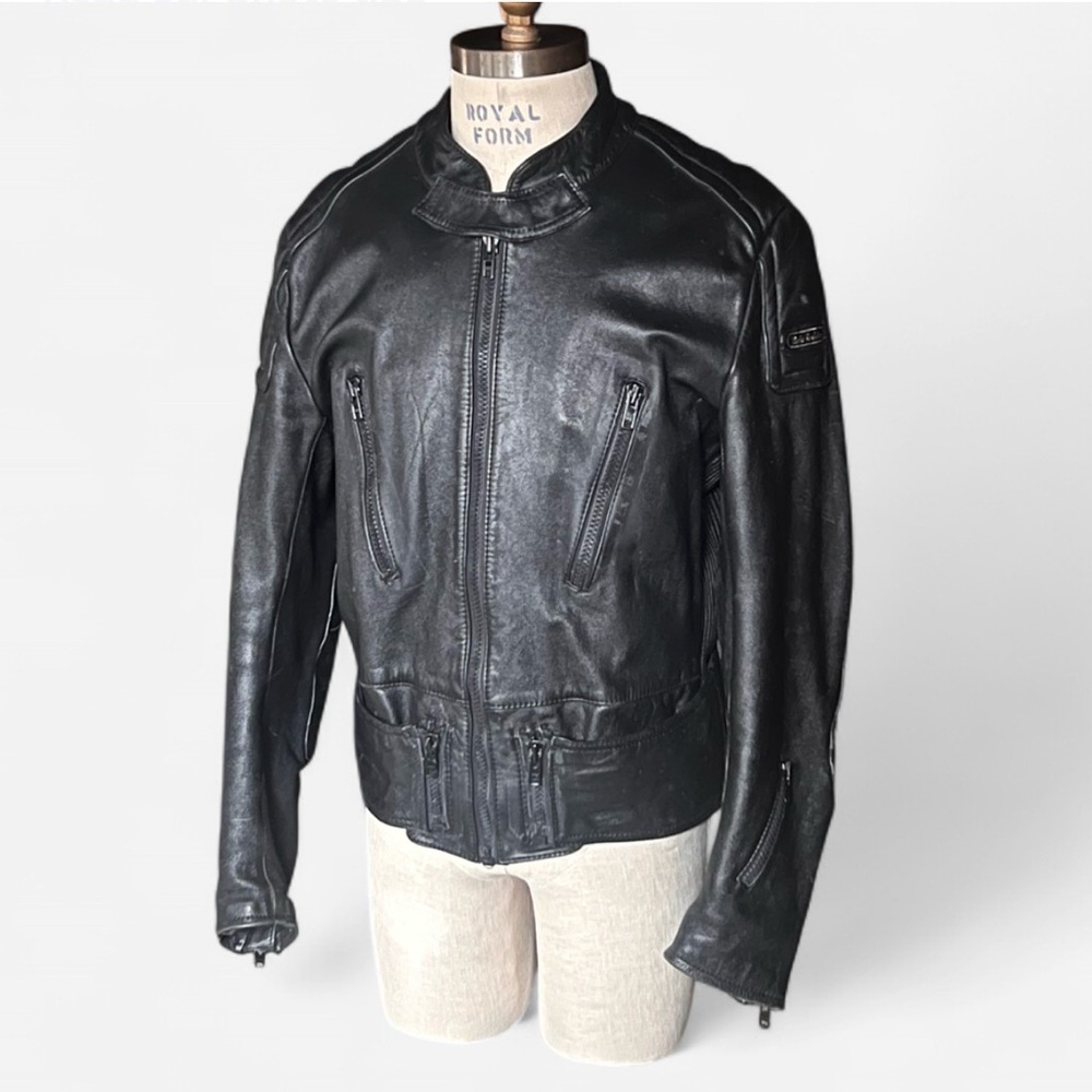 VINTAGE 70’s 80’s Hein Gericke Black Leather Biker Cafe Jacket size M/L